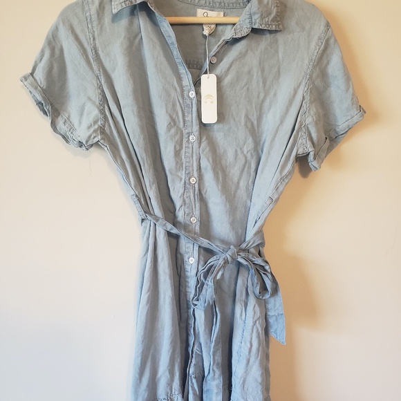 NWT Charming Charlie's denim button down ruffle dress size medium - Picture 1 of 5